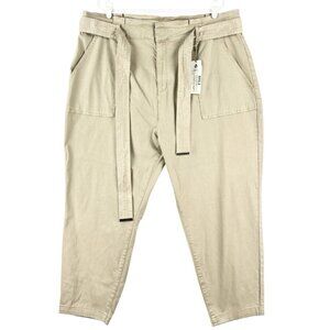 Sanctuary Women's Standard Surplus Tan Belted Pants Sz 20W Tapered High Rise NWT